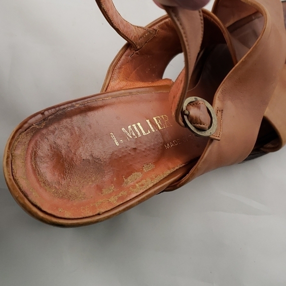 Vintage Leather Sandals Block Heel I.Miller Brown Small Platform In Box Good - Picture 7 of 12
